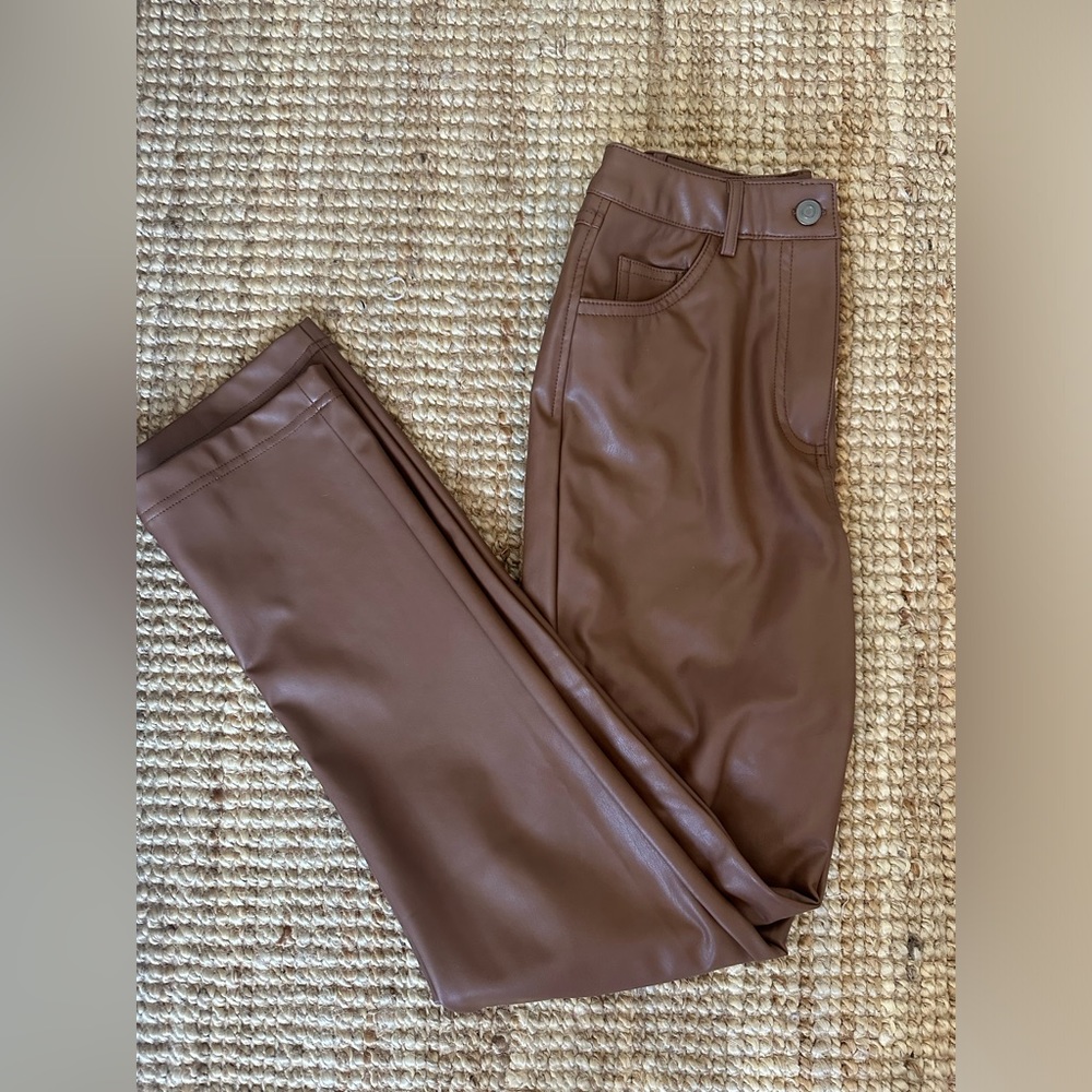 Brown leather pants